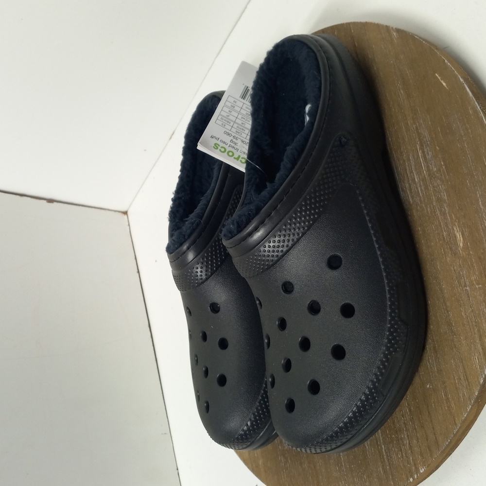 Crocs Classic Lined Neo Puff Black Slides Mules  Womens Sz 10 MISSING STRAP